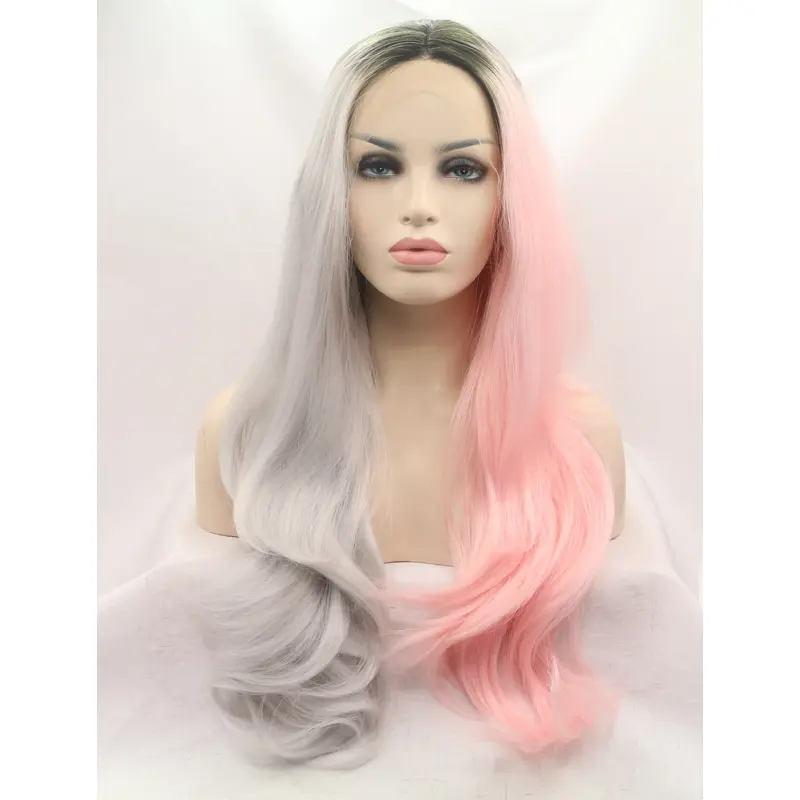 Long Ombre/2 Tone Layered 28" Lace Front Wavy Synthetic Wigs