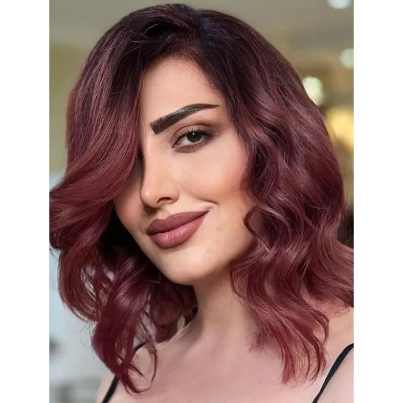 Short Hair Wigs Lace Front Synthetic Wigs Wavy Sassy With Bangs Lace Wigs