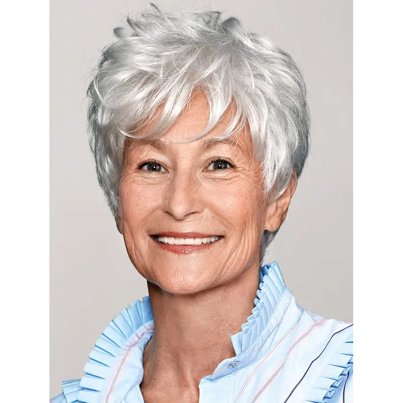 Wigs Online White Cropped Wavy Boycuts Wigs