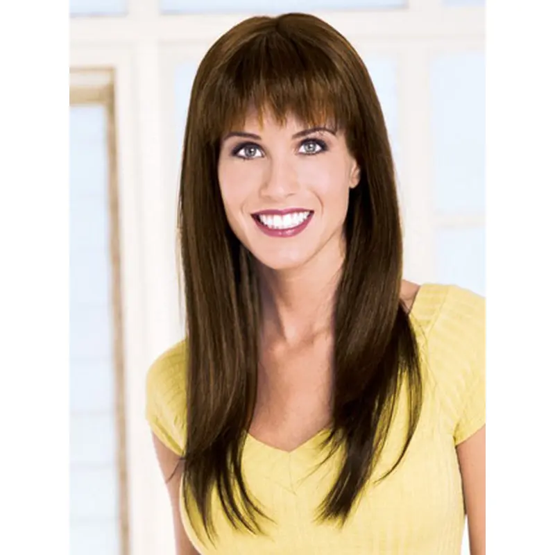 Brown Straight Remy Human Hair Gentle Long Wigs