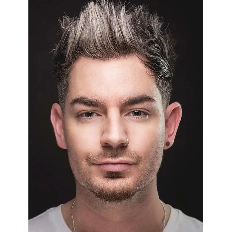 Cropped Straight Monofilament Synthetic Grey Sleek Faux Hawk Wigs