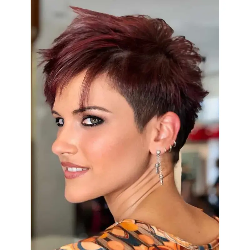 Short Wigs For Women Modern Red Straight Synthetic Wig Pixie Wigs Short Cut Wigs