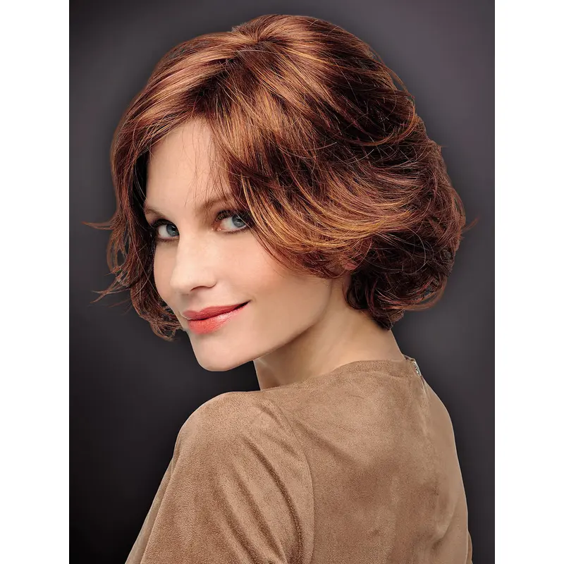 Suitable 10" Chin Length Wavy Auburn Bob Wigs