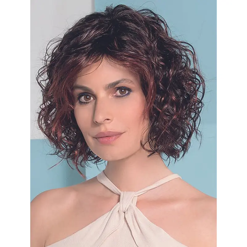 10" Curly Monofilament Red Beautiful Cheap Synthetic Wigs