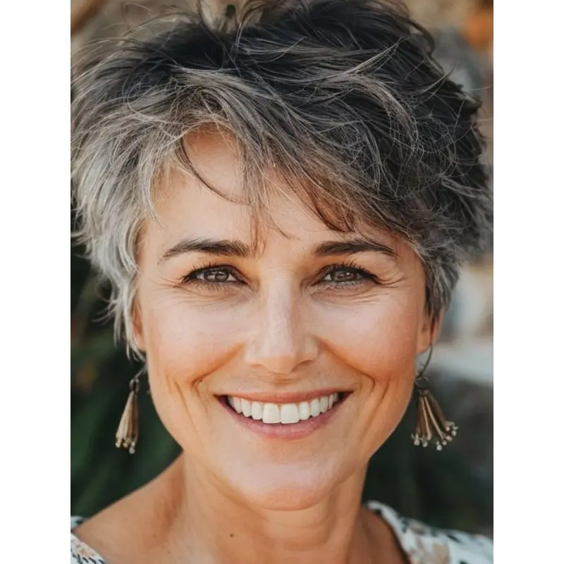 Human Hair Wigs Short Styles Grey 6" Wigs