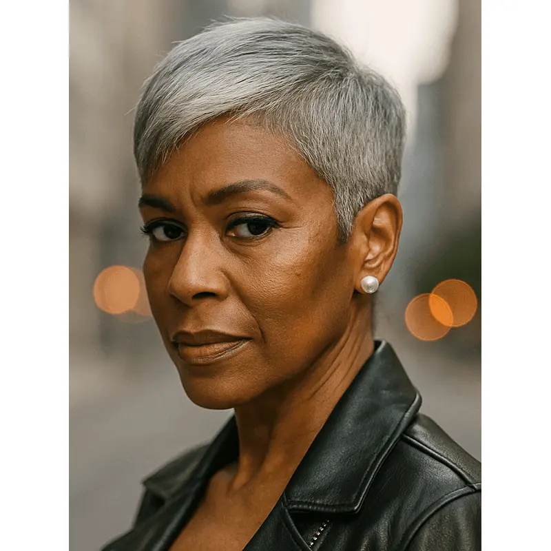 Short Gray Wigs For African American Boycuts Straight Wigs