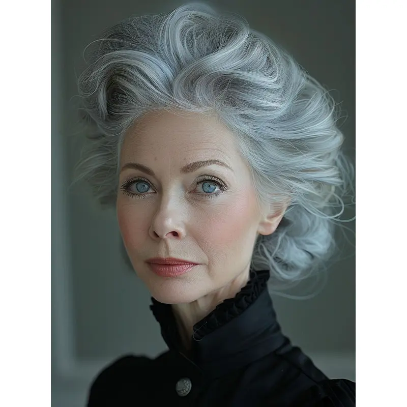 Silver Grey Wig Bob Remy Human Hair Lace Front 10" Wigs