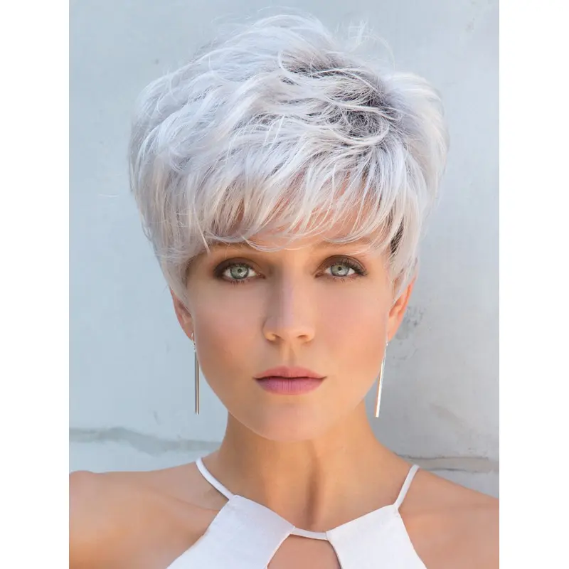Cropped Grey Straight 5" Capless Wigs For Women