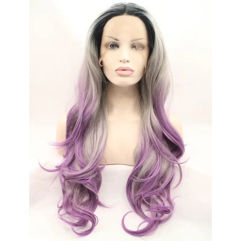 Layered Ombre/2 Tone 28" Curly Long Lace Front Synthetic Wigs