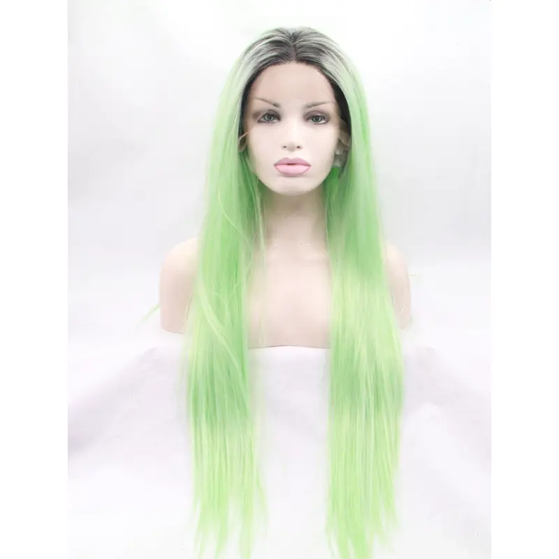 Without Bangs Ombre/2 Tone 31" Straight Long Lace Front Synthetic Wigs