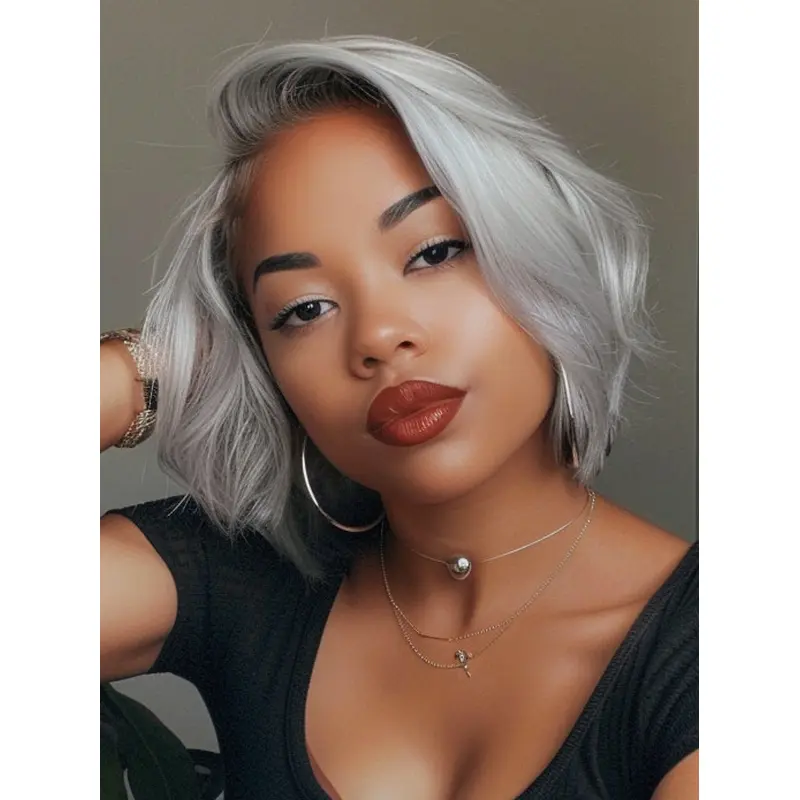 African American Wigs Chin Length Bobs Monofilament Wigs