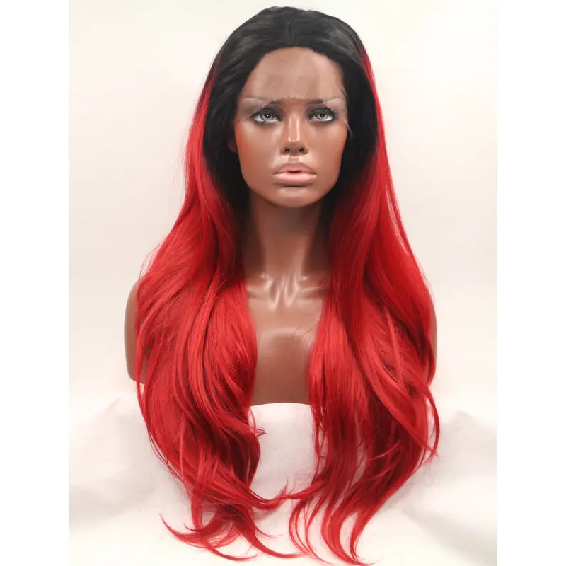 Layered Ombre/2 Tone 28" Wavy Long Lace Front Synthetic Wigs