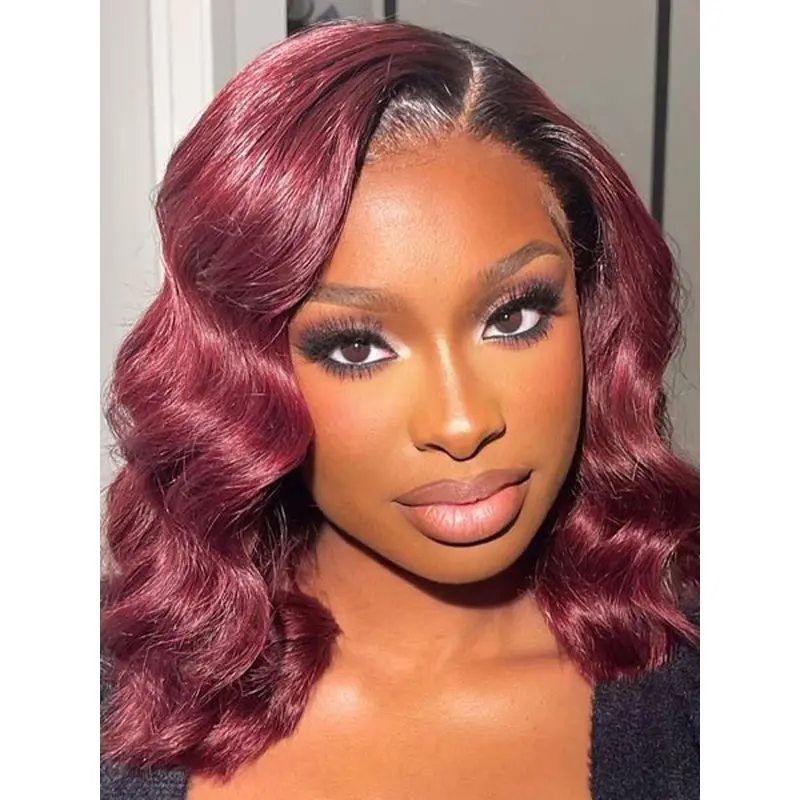 Medium Length Wigs African American 14" Red Lace Front Wigs