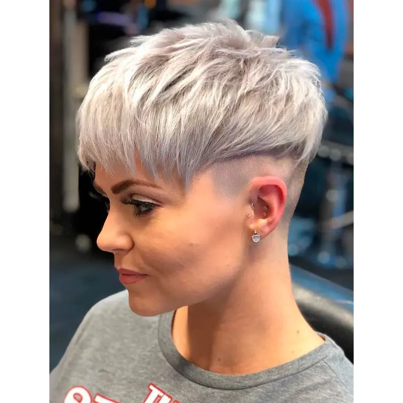 Short Gray Wigs Cropped Synthetic Straight Wig Perfect Pixie Wigs