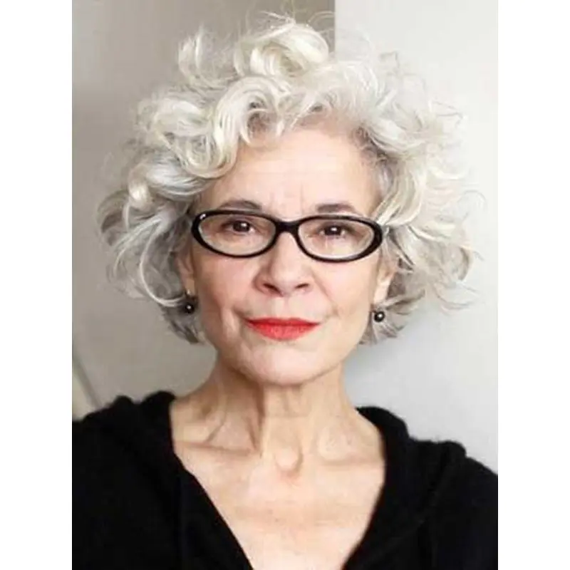 White Lady Curly Short Elegent Comfortable Wigs