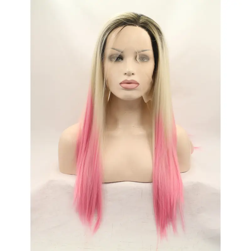 Without Bangs Ombre/2 Tone 22" Straight Long Lace Front Synthetic Wigs