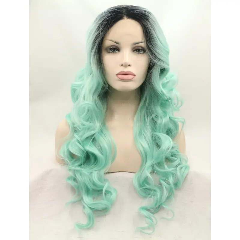 Without Bangs Ombre/2 Tone 26" Curly Long Lace Front Synthetic Wigs