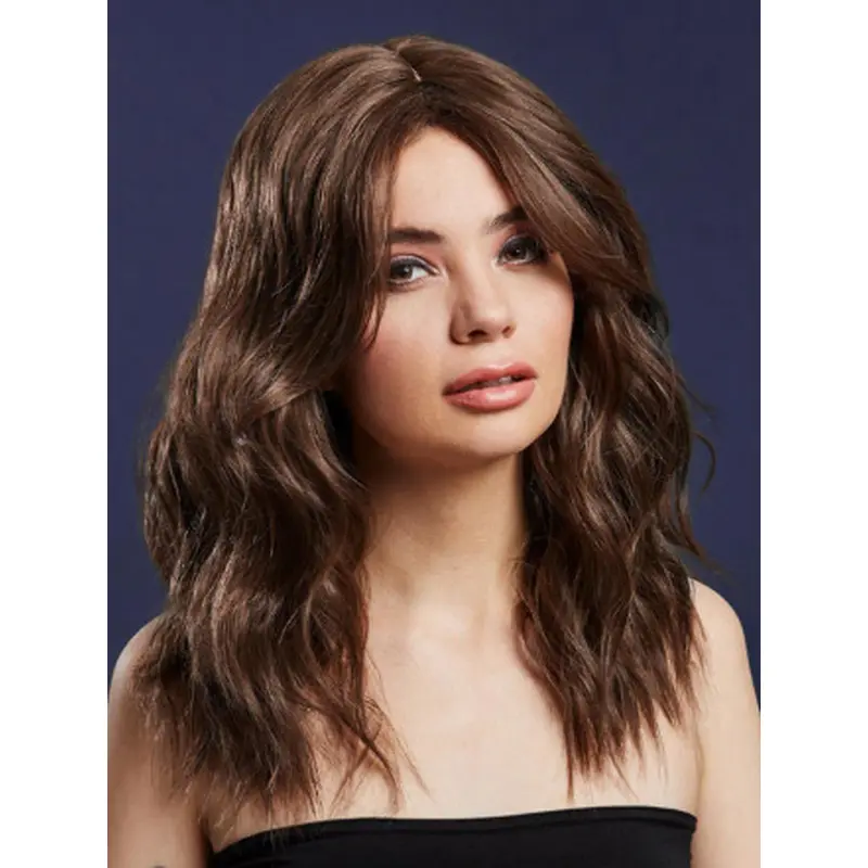 14" Without Bangs Wavy Capless Brown Beautiful Medium Wigs