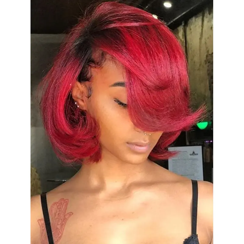 African American Monofilament Wigs Synthetic Wavy With Bangs Wigs