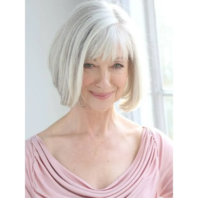 Chin Length Remy Human Hair Capless Straight Lady Wigs 10 Inch