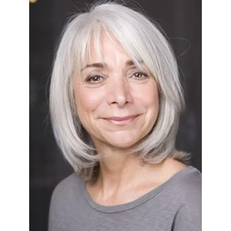 Silver Lady Chin Length Bobs Straight Lace Front Wigs