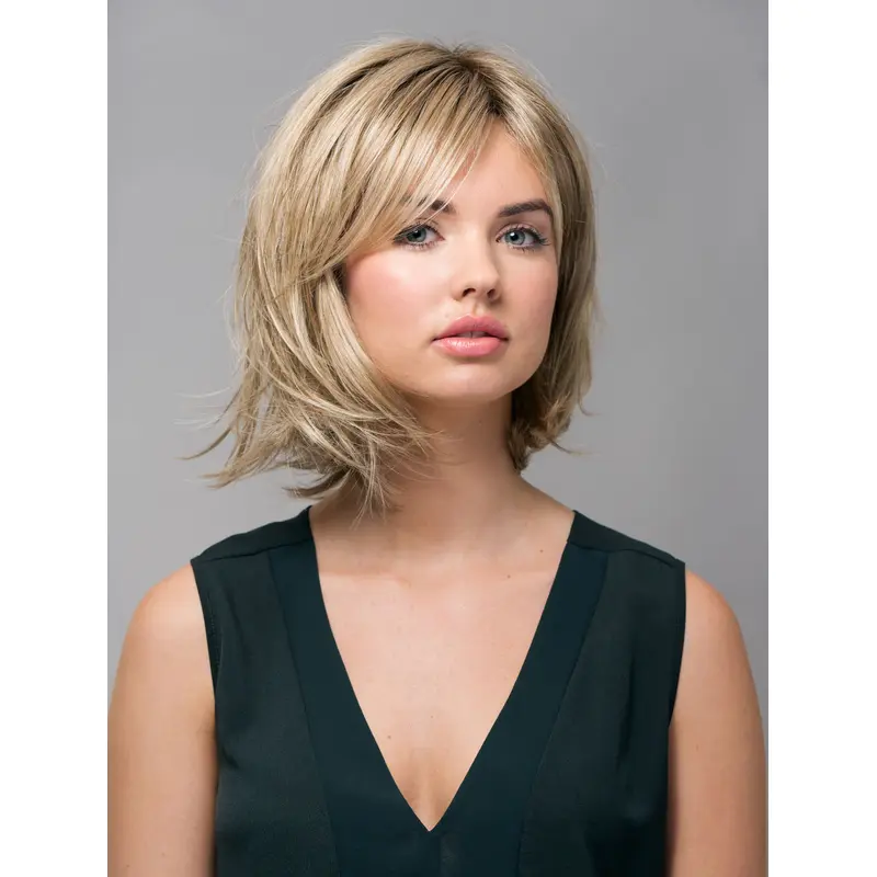 Synthetic 10" Blonde Straight Chin Length Monofilament Women Bob Wigs
