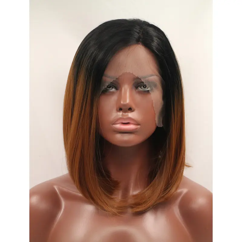 Synthetic Ombre/2 Tone 12" Straight Lace Front Bobs Chin Length Wigs