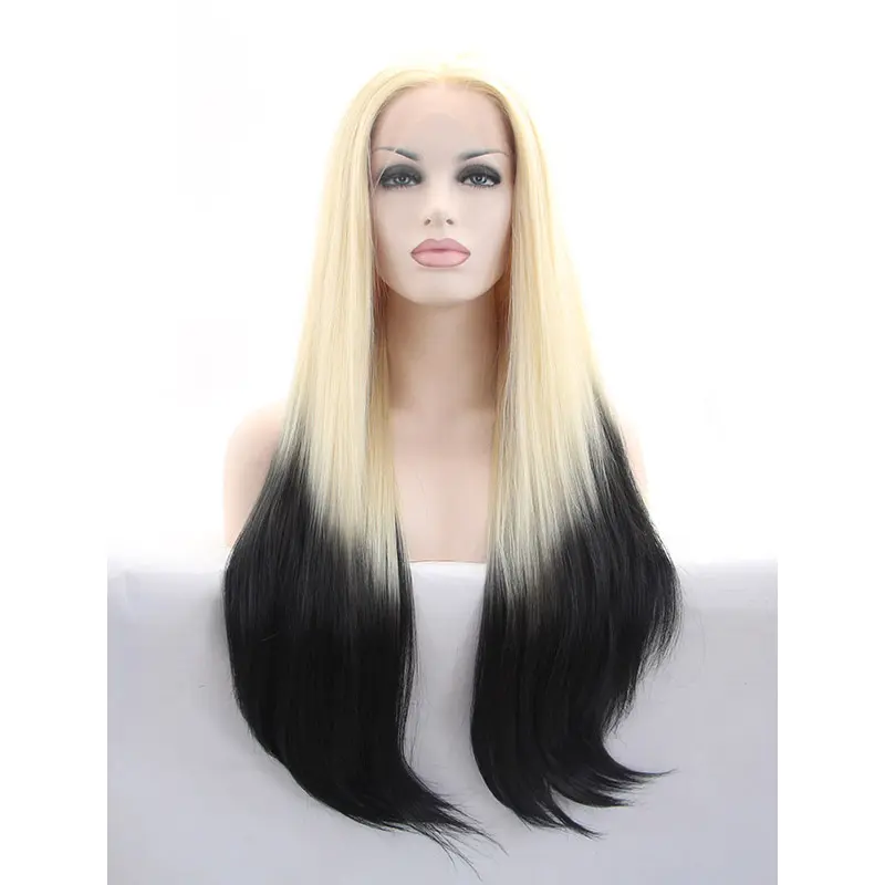 Without Bangs Ombre/2 Tone 30" Straight Long Lace Front Synthetic Wigs