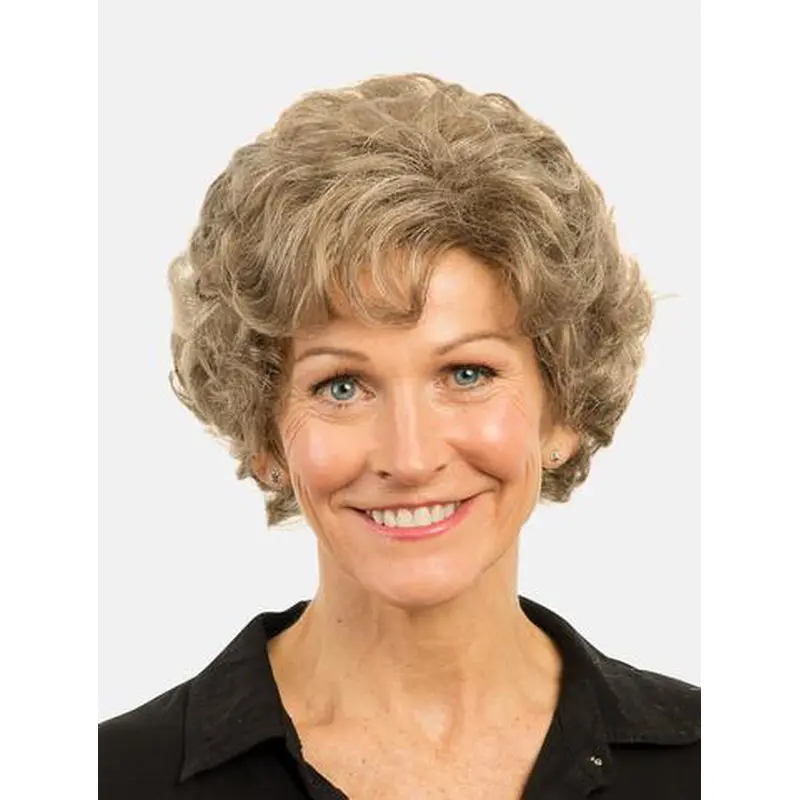 Curly Brown Monofilament Synthetic Bobs 8" Ladies Fashion Short Wigs