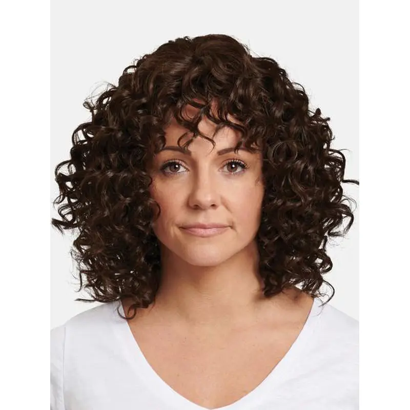 Curly Capless Synthetic Brown 14" Without Bangs High Quality Medium Wigs