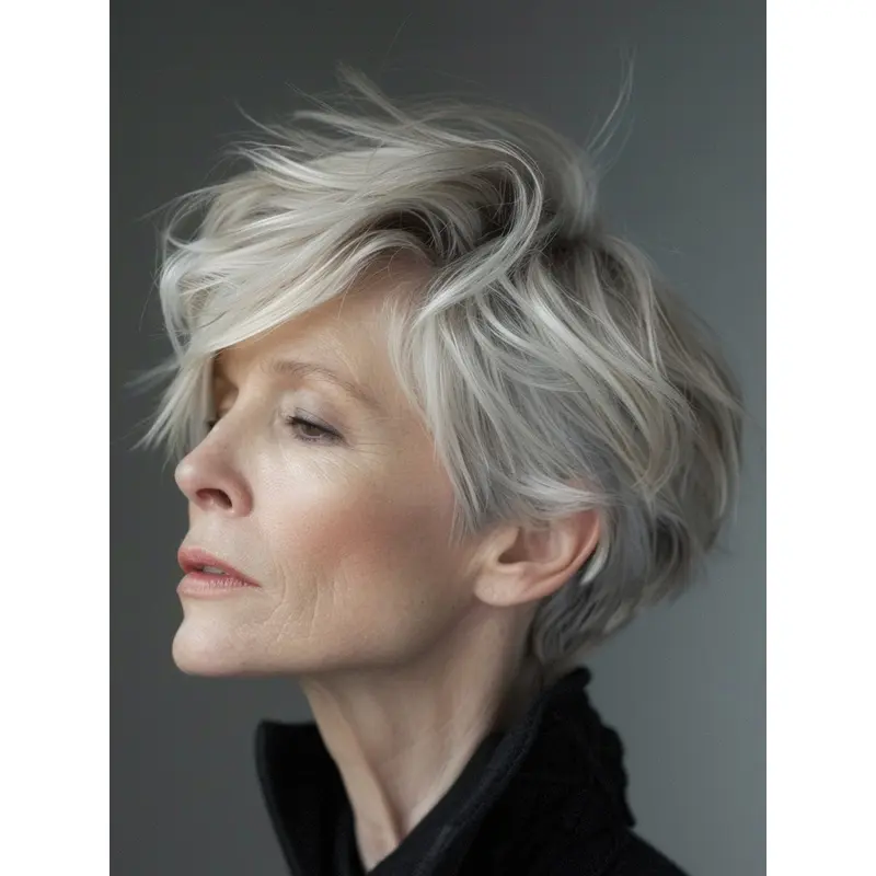 Silver Grey Wig Short Boycuts Monofilament Synthetic 8" Straight Wigs