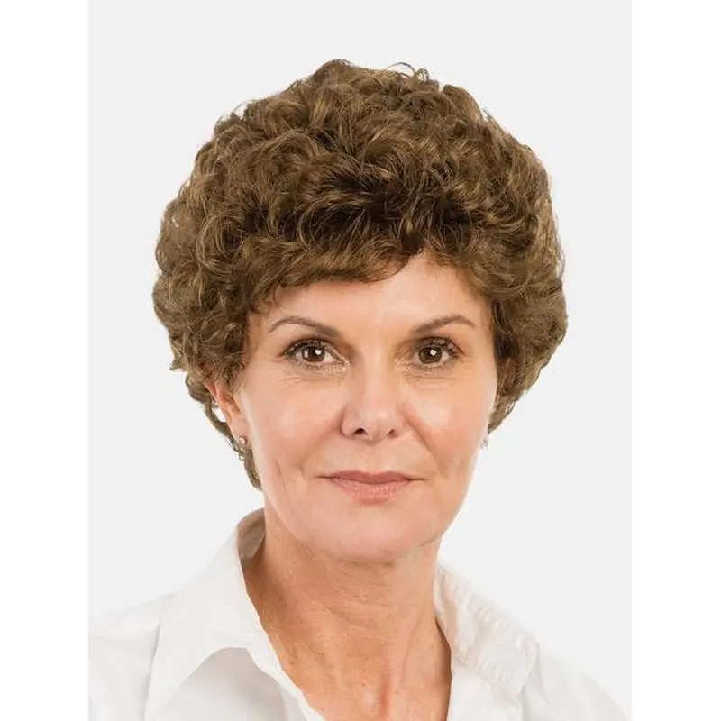 Synthetic Brown Curly 8" Bobs Short Monofilament Wigs
