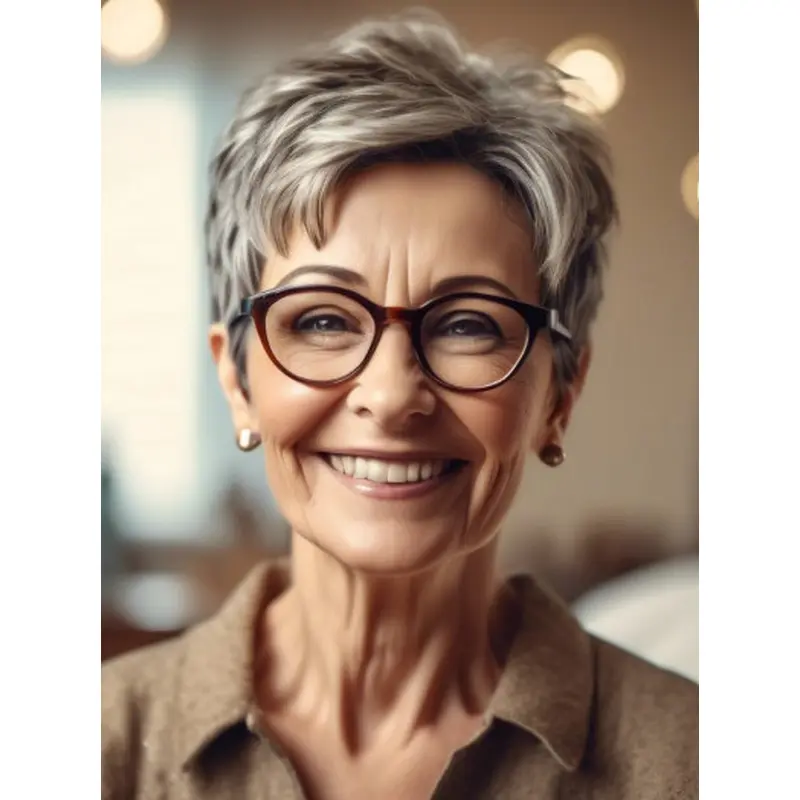 Wigs For Women Grey Straight 4" Monofilament Cropped Wigs