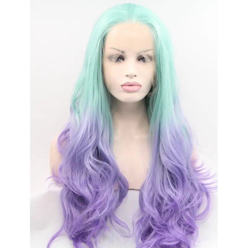 25" Curly Ombre/2 Tone Layered Synthetic Long Lace Front Wigs
