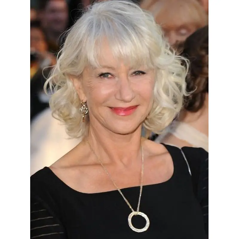 Chin Length Remy Human Hair Capless Wavy Mature Women Wigs 12 Inch