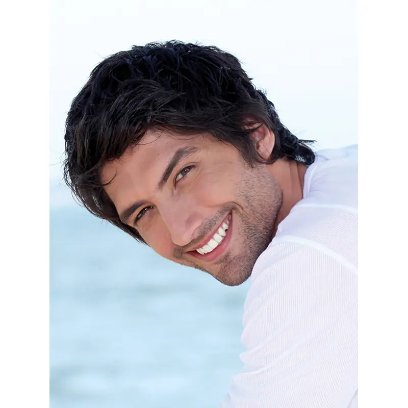 Refined Black Straight Short Men Wigs