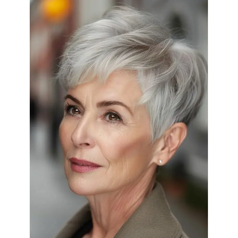 Short Grey Wigs Straight Boycuts Synthetic Monofilament 4" Wigs