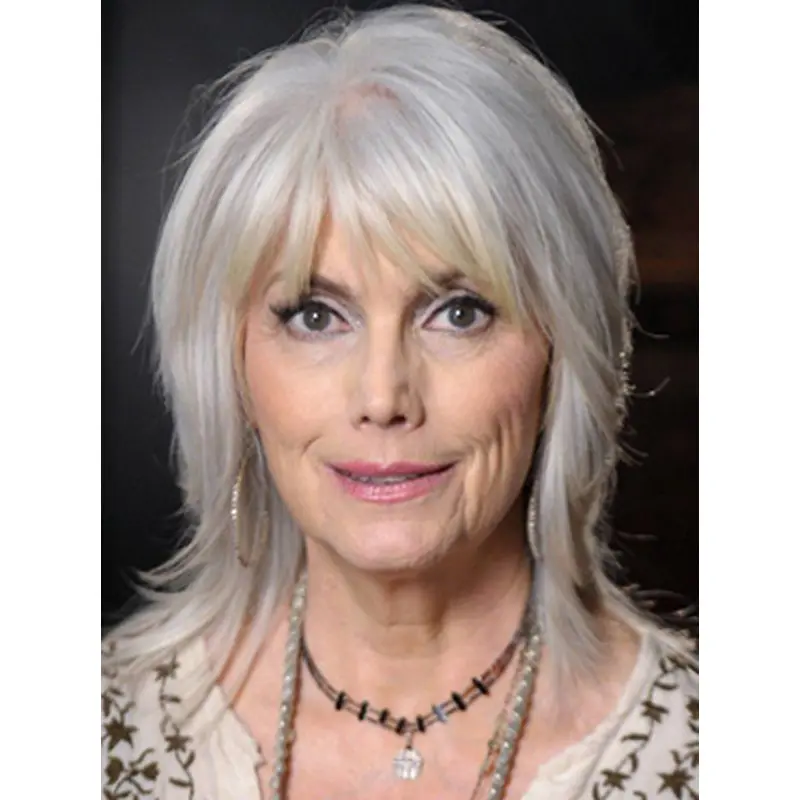 Silver Lady Shoulder Length Layered Synthetic Wigs
