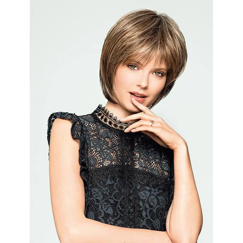 Straight Blonde Short Remy Human Hair Monofilament Wigs Good