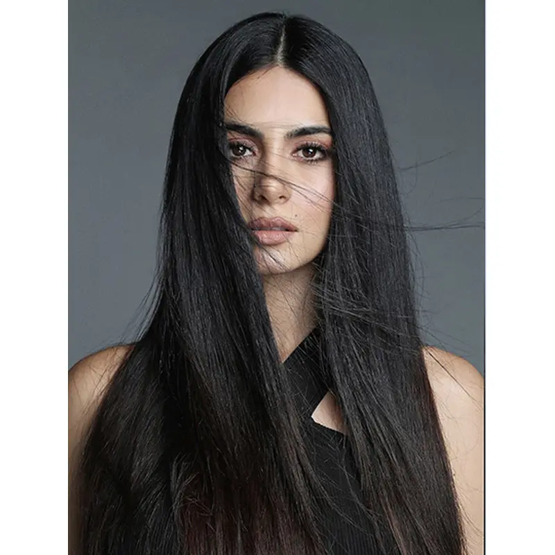 22" Lace Front Long Black Without Bangs Emeraude Toubia Wigs
