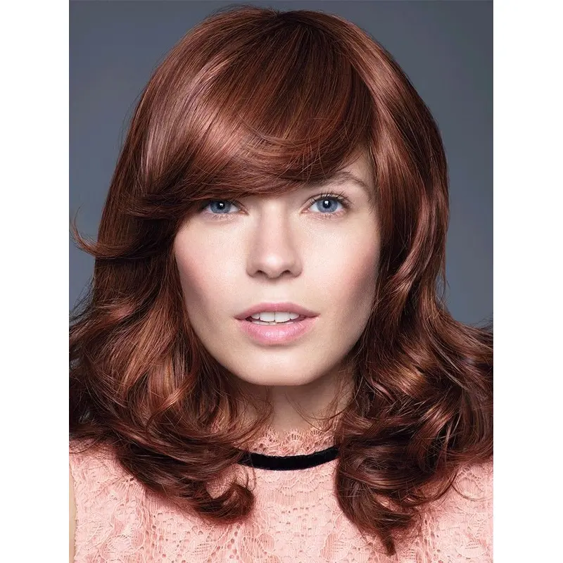 Wavy Shoulder Length 14" Auburn 100% Hand-tied Wigs