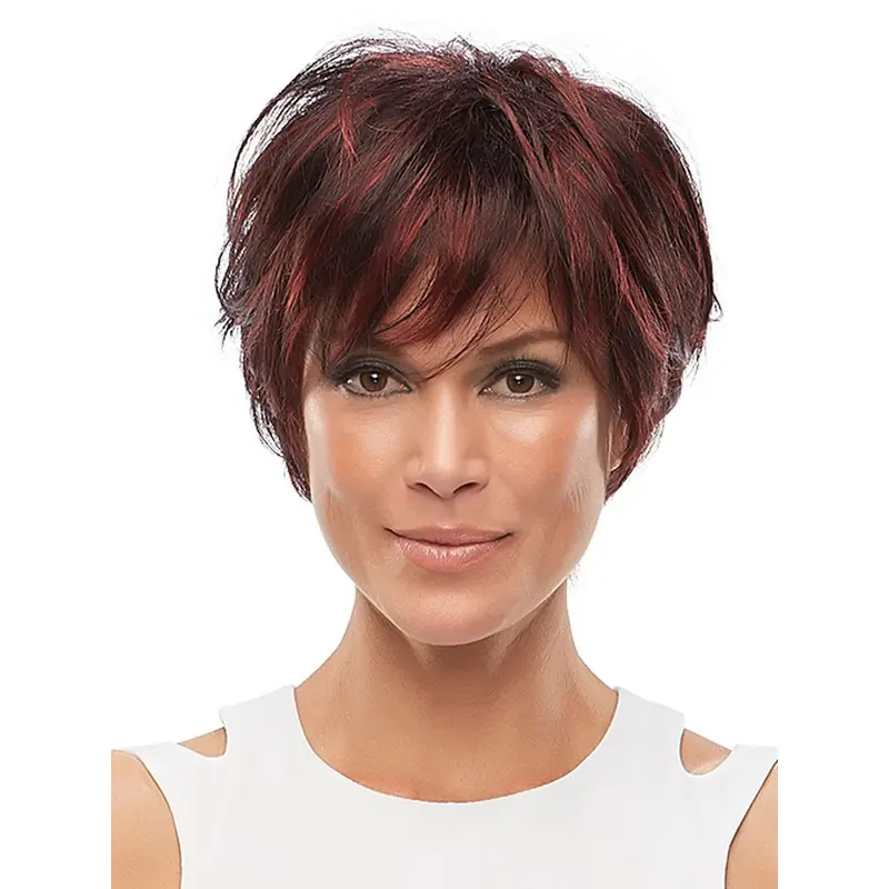 6" Straight 100% Hand-Tied Wigs And Synthetic