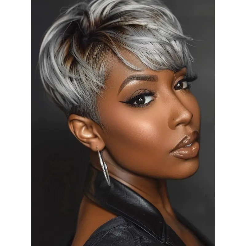 African American Wigs That Look Natural Grey Wavy 4" Wigs