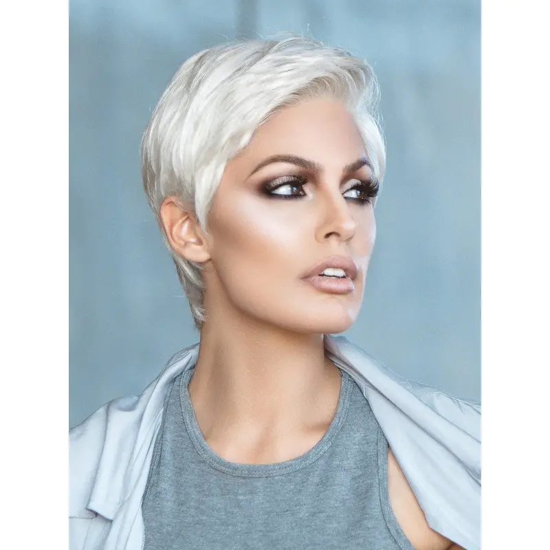 Cropped White Boycuts Synthetic Trendy 100% Hand Tied Synthetic Wigs