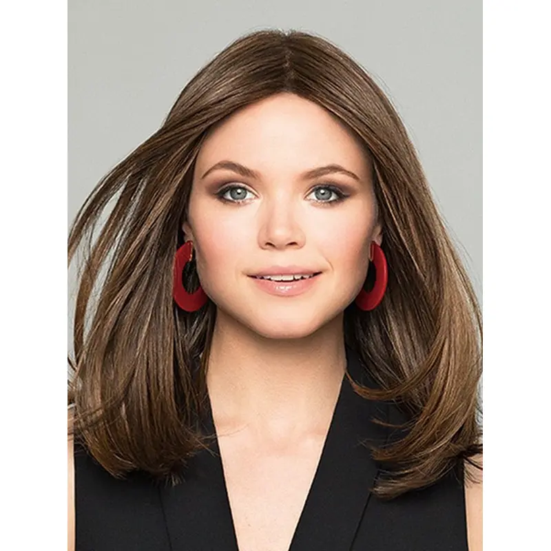 Long Straight Brown Monofilament Layered Synthetic Wigs Online