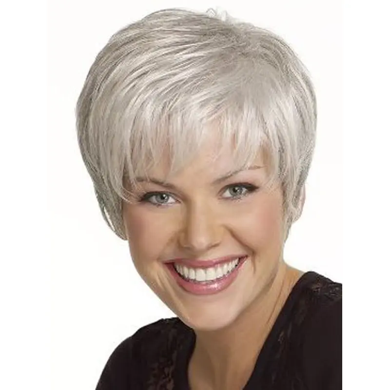 Sassy Straight Short Synthetic Grey Wigs