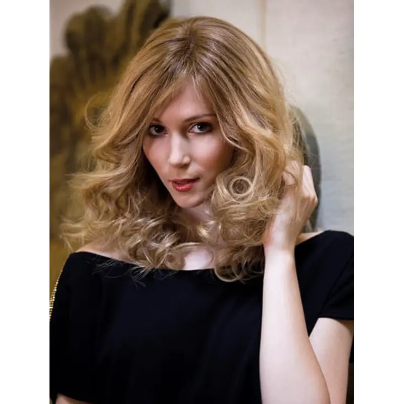 14" Shoulder Length Curly Capless Blonde Without Bangs No-fuss Synthetic Wigs