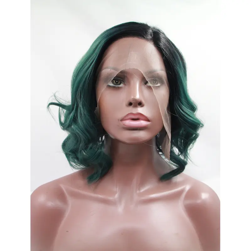 Bobs 11" Curly Ombre/2 Tone Chin Length Lace Front Synthetic Wigs
