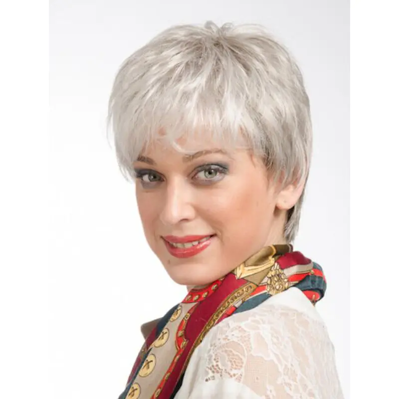 Comfortable Straight White Grey Affordable Wigs