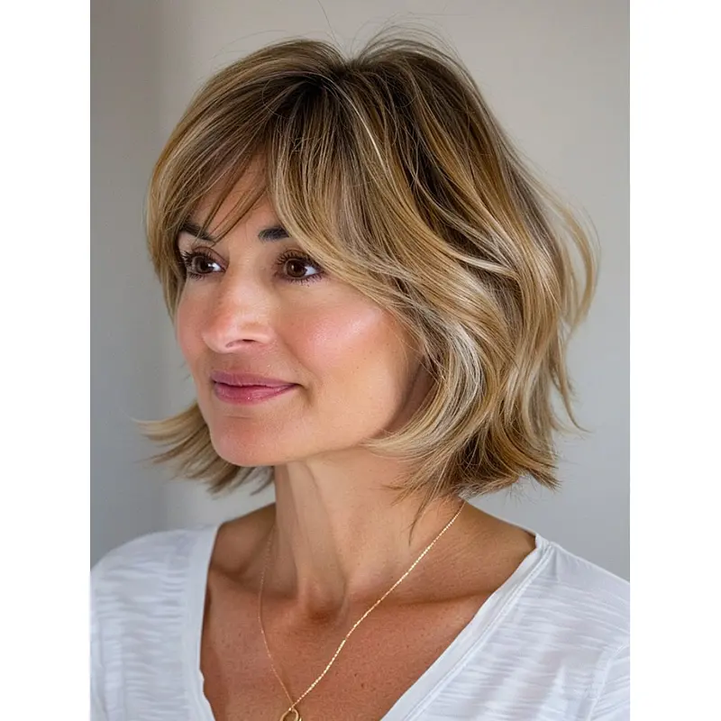 Bob Wigs 10" Wavy Remy Human Hair Layered Wigs